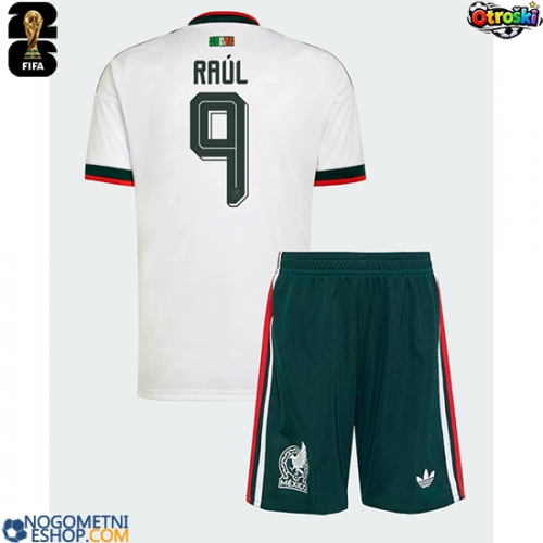 Otroški Nogometni dresi Mehika Raul Jimenez #9 Gostujoči SP 2026 Kratek Rokav (+ Kratke hlače)